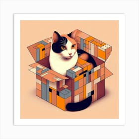 Cat In A Box Art Print