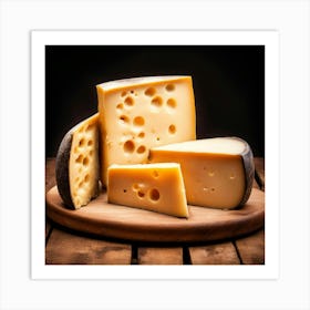 Cheese On A Wooden Board 1 Art Print