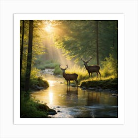 Deer In The Forest art print 6 Art Print