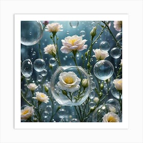 Lisianthus And Bubbles Art Print