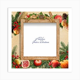 Calligraphy Style Script Rendering Of A Christmas Themed Message Set Within An Ornate Wooden Frame (2) Art Print