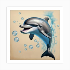 Dolphin With Bubbles Art Print