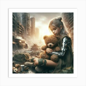 Little Girl With Teddy Bear 16 Art Print