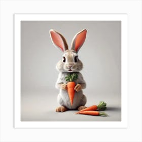 Bunny Holding Carrots Art Print