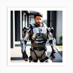 Futuristic Man In Armor Art Print