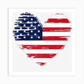 American Flag Heart 4th Of July Usa Patriotic Art Print