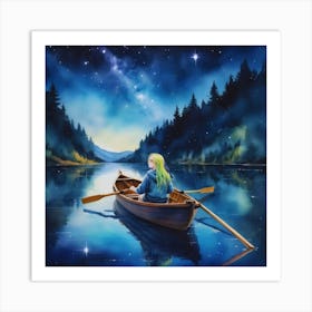 Girl In A Canoe 1 Art Print