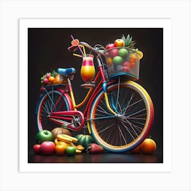 Colorful Bicycle With Fruit Art Print