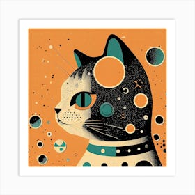 Cat In Space Mid Century Modern Art Print