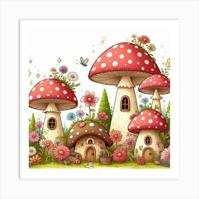 Whimsical Magical Mushroom 3 Art Print