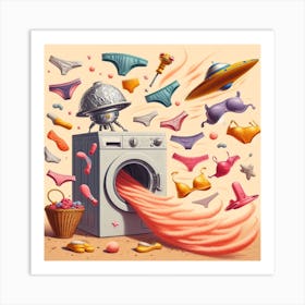 Laundry Day Lint Lord vs. The Lint Monster 1 Art Print