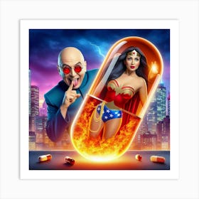 Wonder Woman meets Dr Evil 1 Art Print