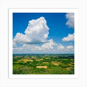 Cloudscape Dominated By Billowing White Cumulus Clouds Under A Bright Blue Sky Gentle Sunlight Cast (6) Art Print