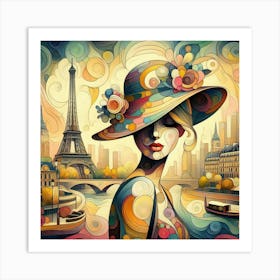 Abstract Art French woman in Paris 5 Art Print