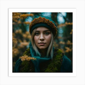 Portrait Of A Woman In The Forest 3 Art Print
