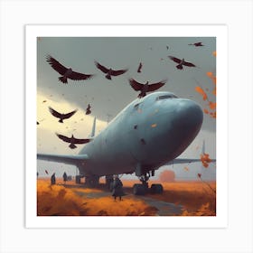 Crows In Flight 4 Art Print