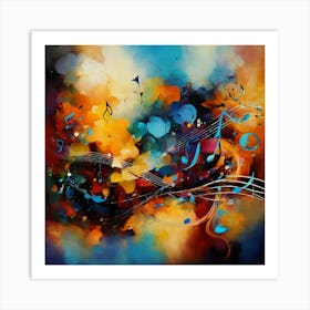 Colorful Music Notes Background Art Print