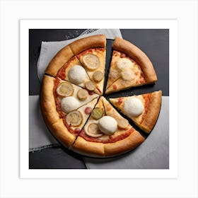 Pizza With Toppings, Pizza Mania, Digital Art Print, Kitchen Decor, Cooking Baking Chef Projects Art Print