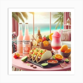 Corona and tacos Art Print