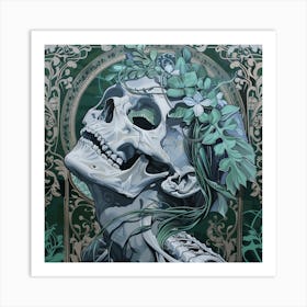 Skeleton With Flowers Art Print