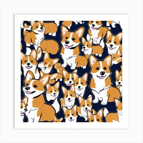 Corgi Dogs Art Print