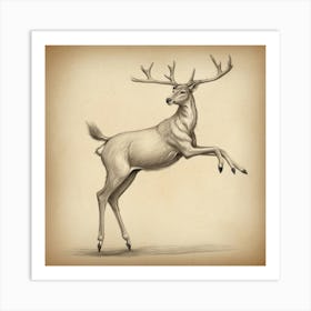 Deer Drawing 16 Art Print