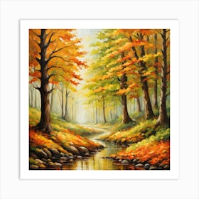 Forest In Autumn In Minimalist Style Square Composition 24 Art Print