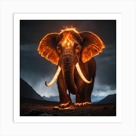 Glowing Magma Mammoth 3 Art Print