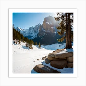 Snowy Mountain Landscape Art Print