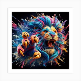 Lion With Paint Splashes Art Print