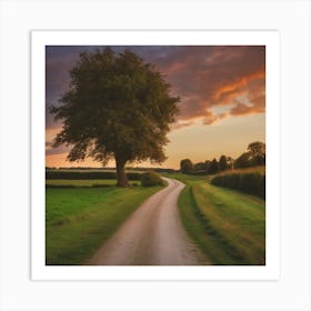 Lone Tree On A Country Road Art Print