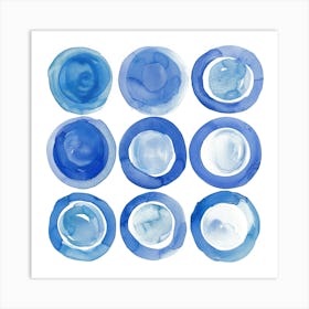 Blue Watercolor Circles 5 Art Print