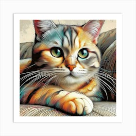 Feline Cat Creative Artwork Illustration 160 Art Print