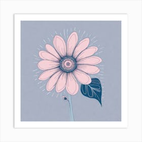 A White And Pink Flower In Minimalist Style Square Composition 695 Art Print