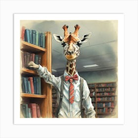 Library Giraffe Art Print