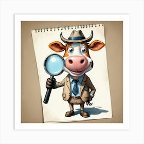 Cow With Magnifying Glass 11 Art Print