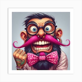Cartoon Man With A Mustache Art Print