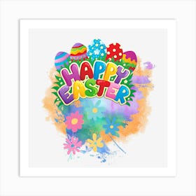 Happy Easter Text Colorful Art Art Print