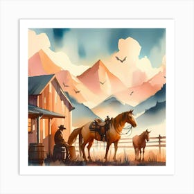 Cowboy Painting Art Print