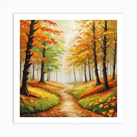 Forest In Autumn In Minimalist Style Square Composition 111 Art Print