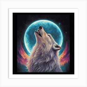 Mystic Wolf Howl Print Art Art Print