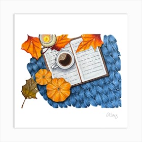 Blue Sweater Autumn. 1 Art Print