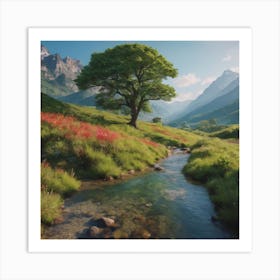 AI-Painted Landscapes" - Picturesque landscapes, from serene countryside scenes to breathtaking mountain vistas Art Print