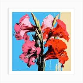 Andy Warhol Style Pop Art Flowers Gladiolus 3 Square Art Print