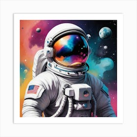 Astronaut Colorful Illustration Art Print 1 Art Print