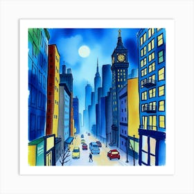 New York City At Night Art Print