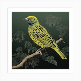 Ohara Koson Inspired Bird Painting Yellowhammer 4 Square Art Print