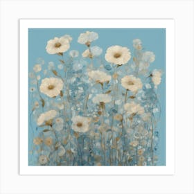 Klimts Would Love These Flowers Light Blue 6 Art Print