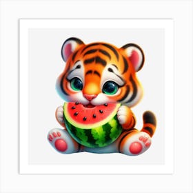 Watermelon Tiger Art Print