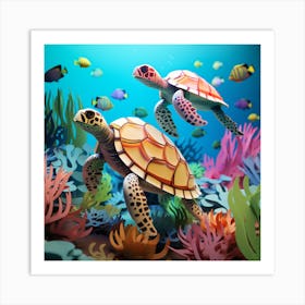 Maraclemente 3d Sea Turtles Vibrant Colors 43 Chibi Style No Ne B7245147 866f 47b6 887a 011de54355ae Art Print